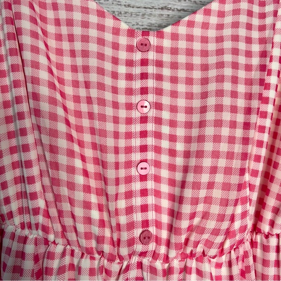 Torrid 2x Barbie Hot Pink‎ Gingham Chiffon Button Midi Dress - Picture 6 of 10
